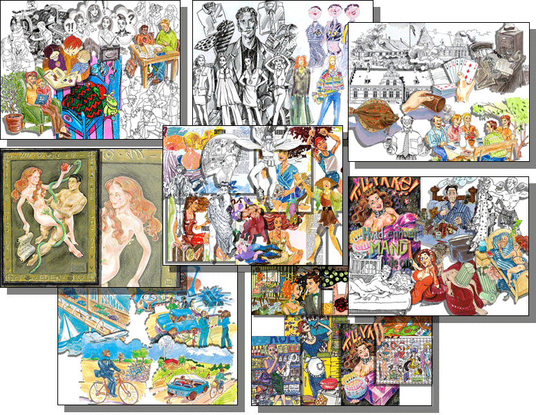 Diverse hndtegnede illustrationer
